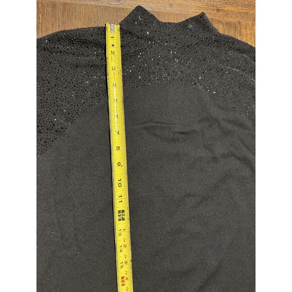 Reiss Dress Womens 6 Black Wool Knit Rhinestone Bodycon Cap Sleeve Modest - Picture 6 of 14